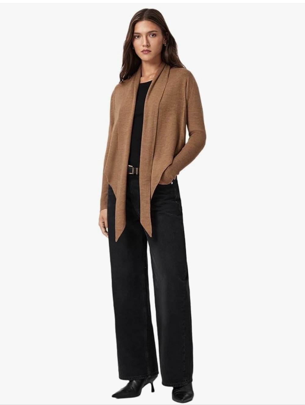 AllSaints Wasson Lightweight Pirate Cardigan, Camel Brown NWT - Picture 8 of 16